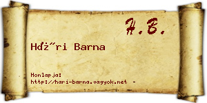 Hári Barna névjegykártya
